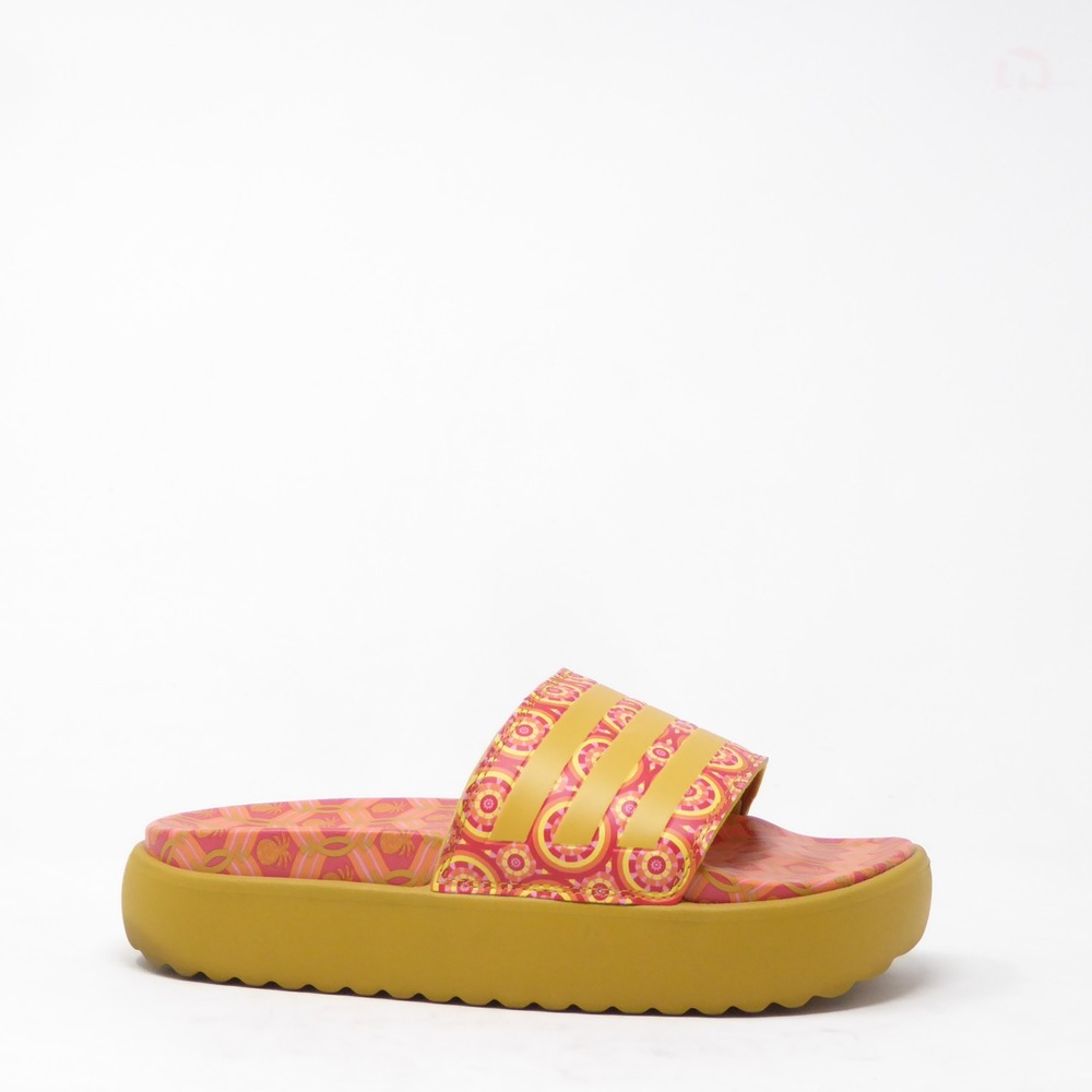 Adidas x Farm Rio Mens Adilette Platform Slides Yellow Pink Gold Tomato Size 8